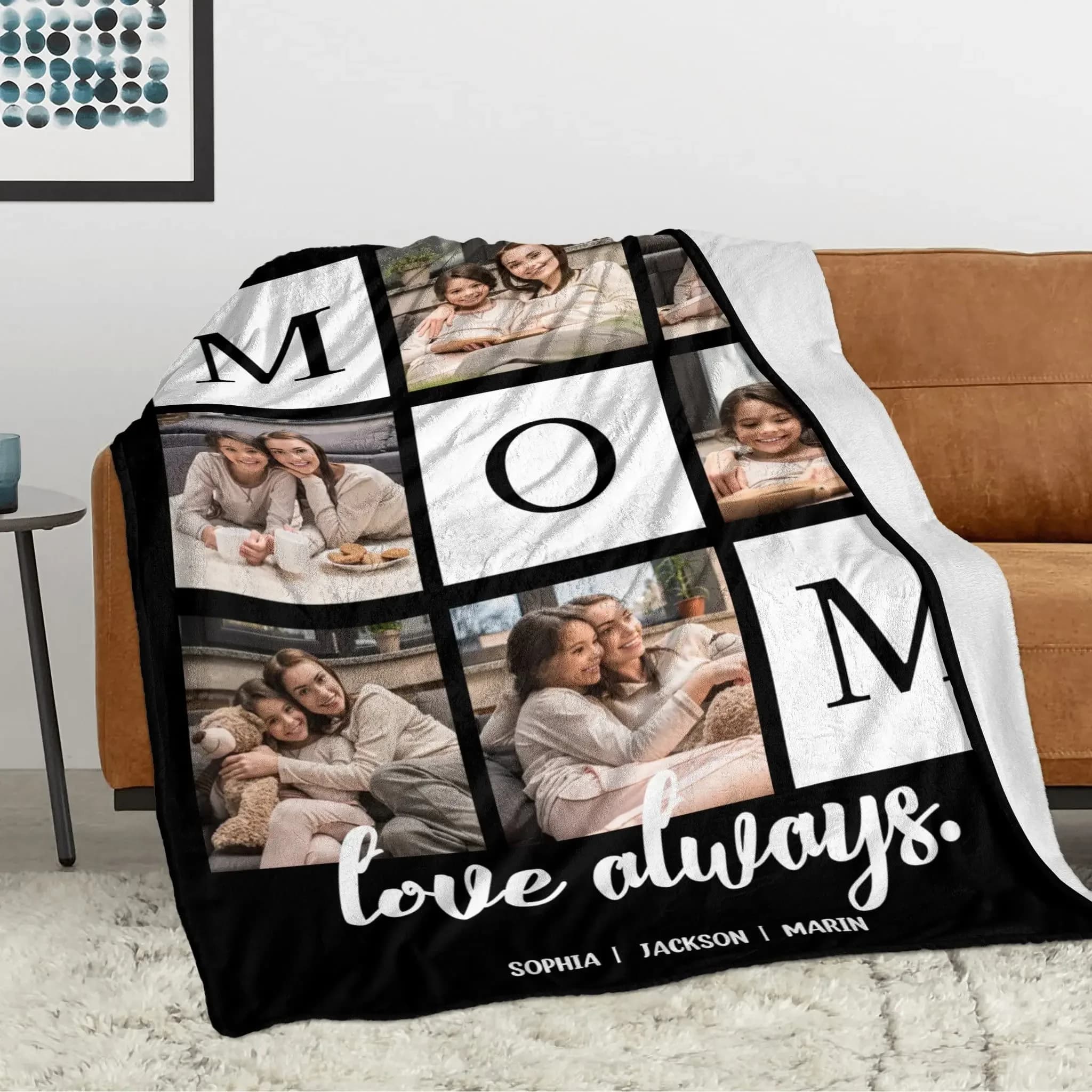 Regali di compleanno per la festa della mamma Coperta personalizzata con foto testo per la mamma Regalo da figlia figlio, San Valentino per mamma nonna donne