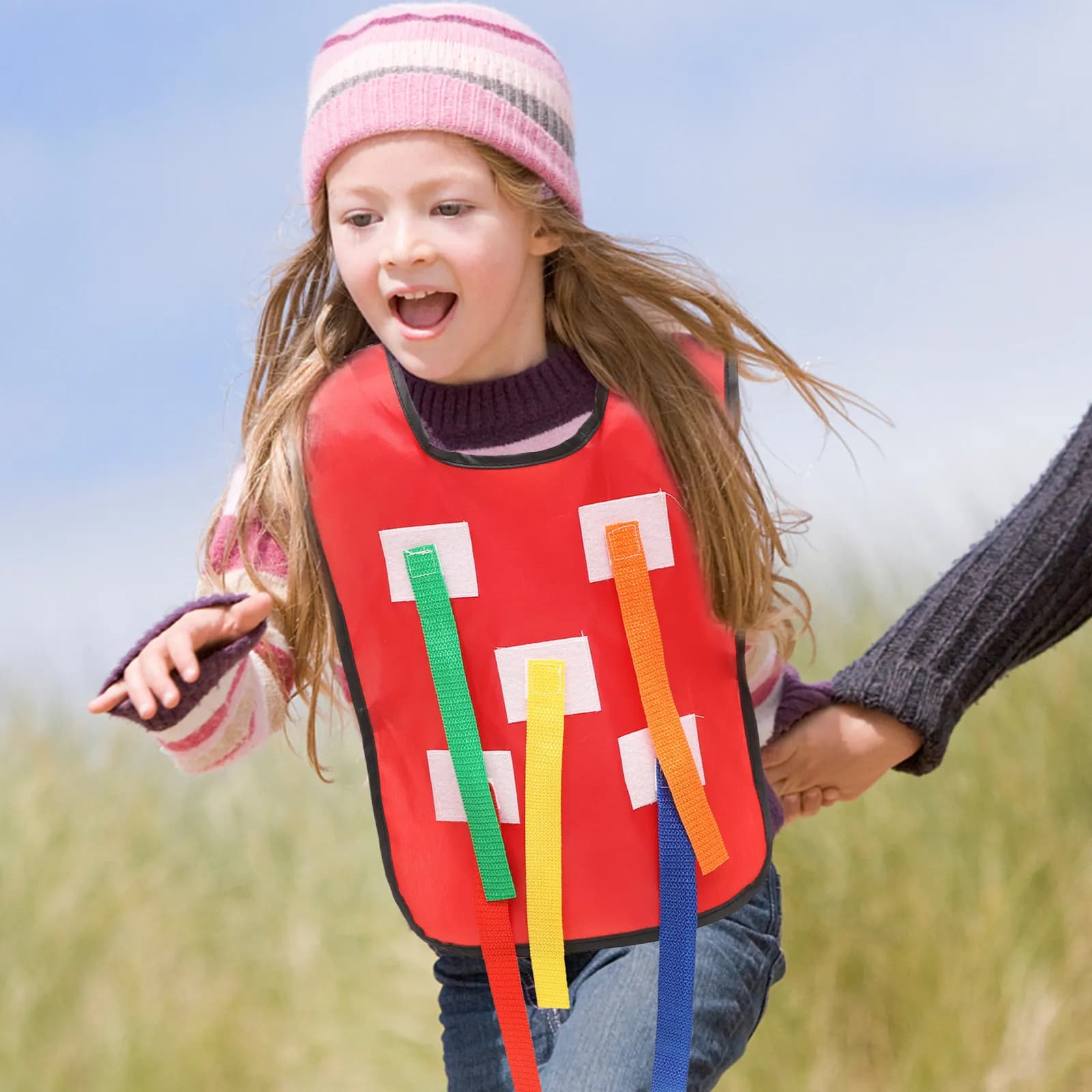 Set Gioco Cattura Coda per Bambini con Gilet e Nastro, Interattivo, Educativo, per Allenamento Sensoriale all'Aperto, Attrezzatura per il Lavoro di Squadra