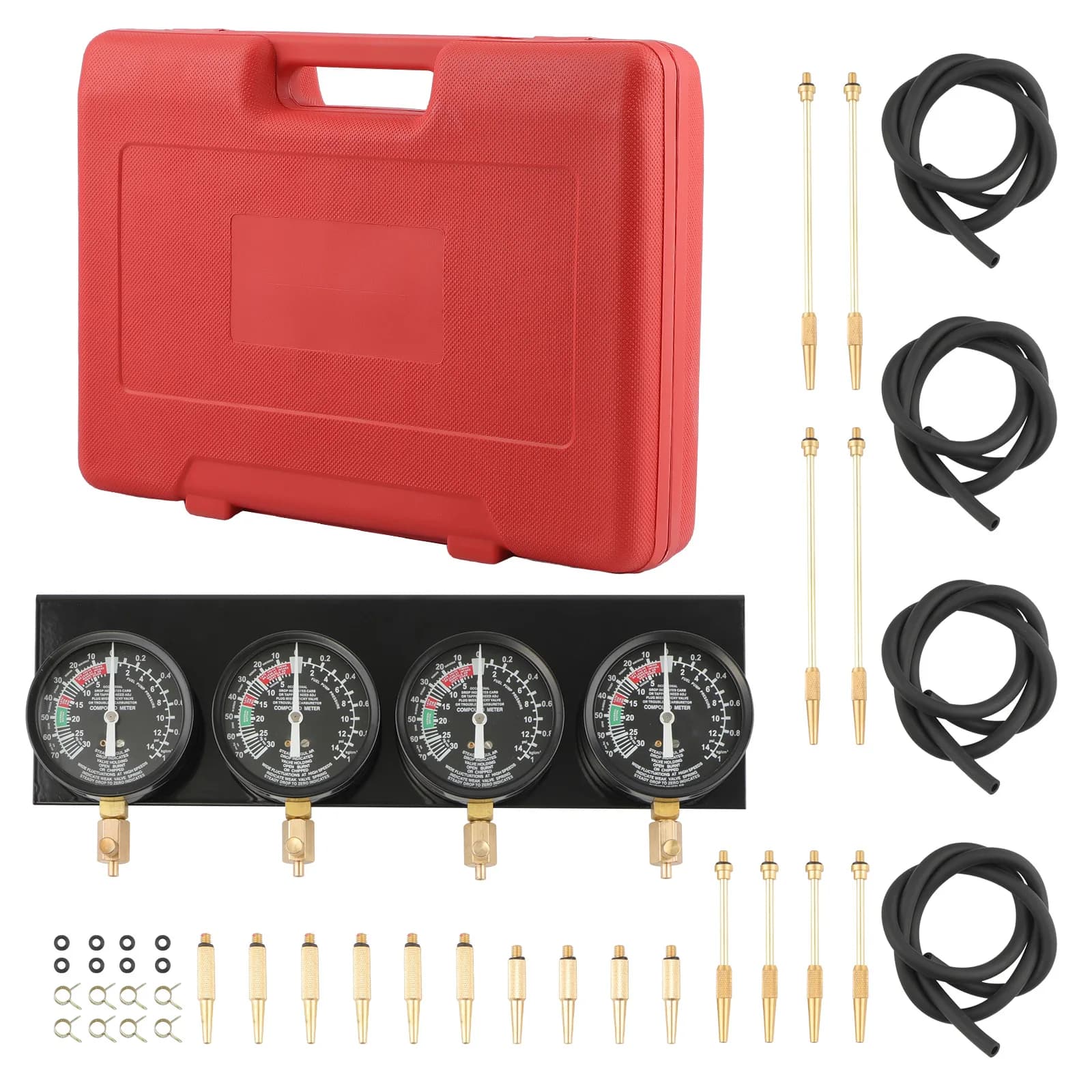 Carburetor synchronous balancing tools kit for motorcycle with 4 calibers and universal adapters