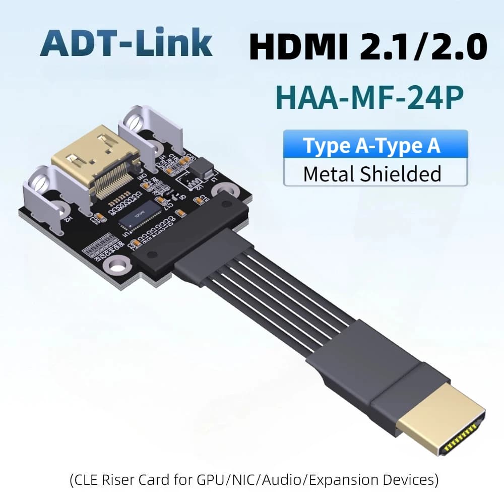 Cavo di prolunga piatto schermato ADT HDMI 2.1 HD2.0 da maschio a femmina tipo A integrato per estensione video HDTV 2K/240Hz 4K/144Hz 8K