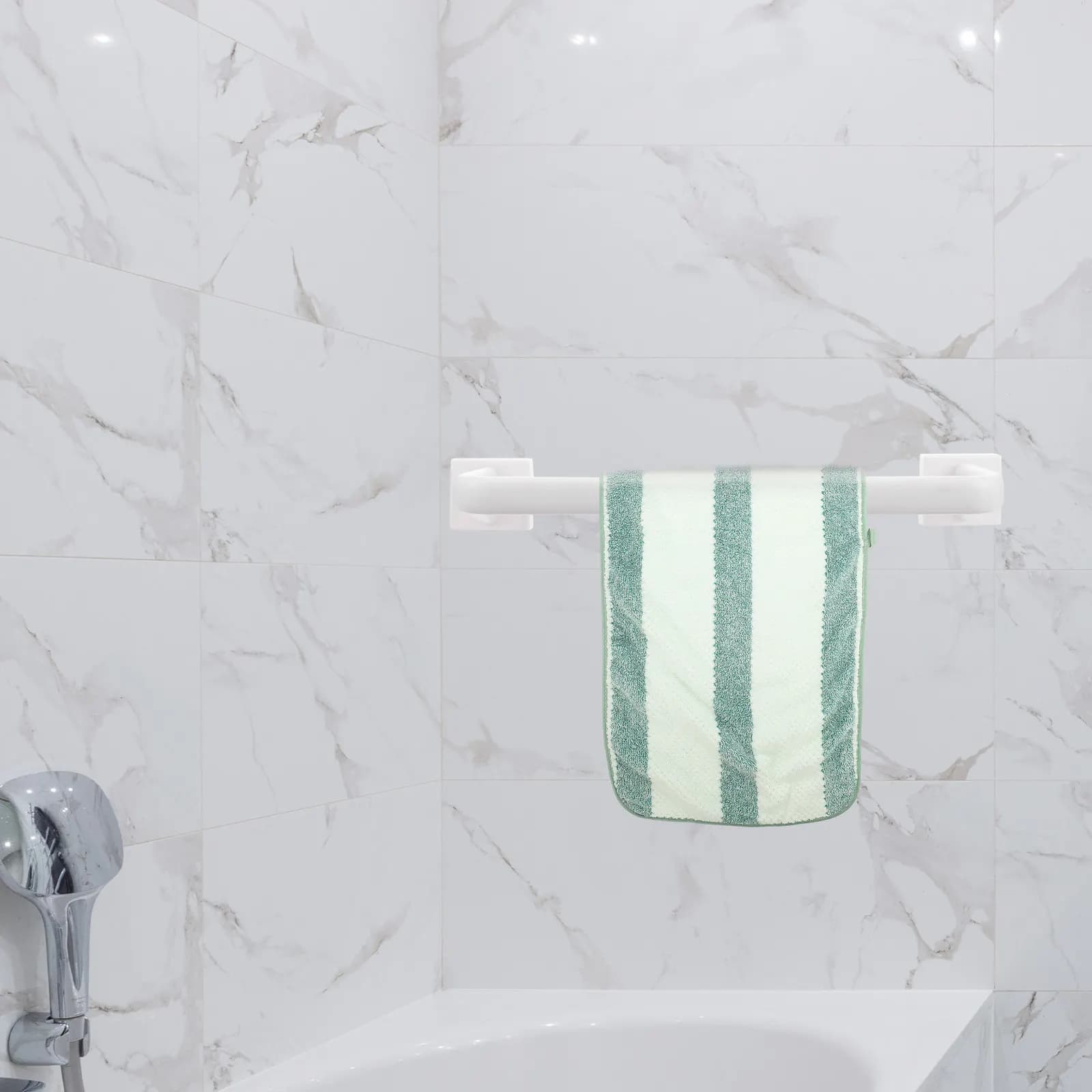 Set di 3 Portasciugamani in Plastica con Ventosa, Salvaspazio, Senza Foratura, per Bagno e Cucina, per Asciugamani, Panni e Cinture, Bianco