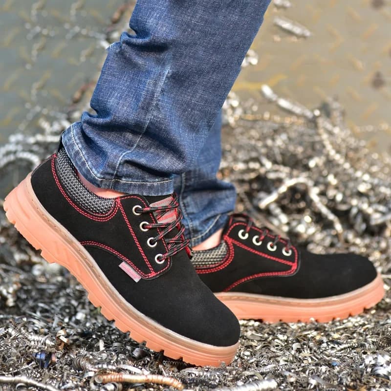 plus size uomo moda punta in acciaio copre scarpe antinfortunistiche da lavoro pelle scamosciata di mucca utensili scarpe sicure stivali di sicurezza per lavoratori proteggono