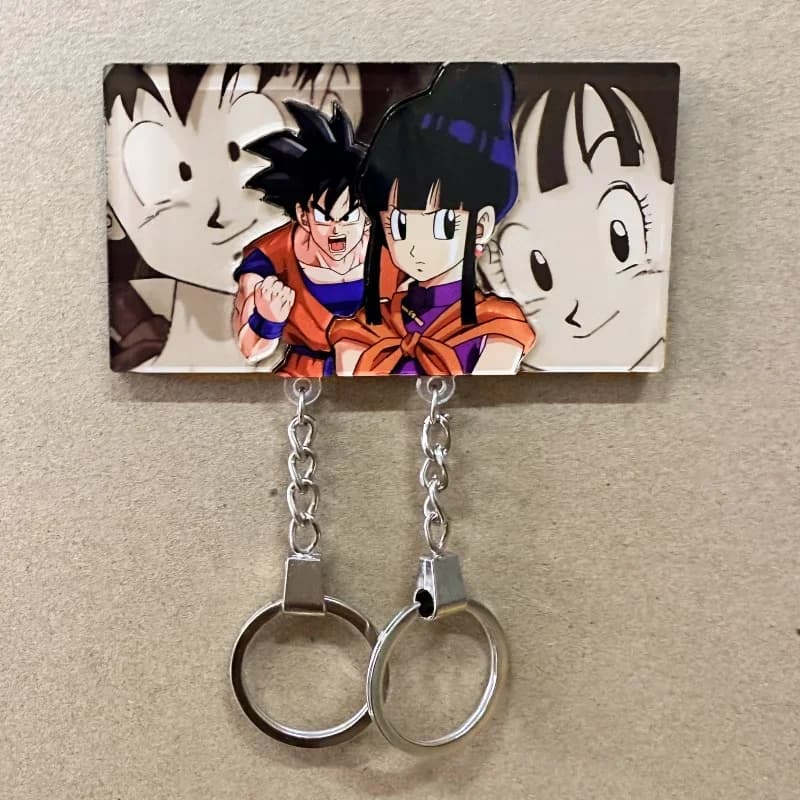 Dragon Ball Son Goku Couple Keychain Hanger Anime Wall Key Holder Home Decor Cartoon Backpack Pendant Key Ring