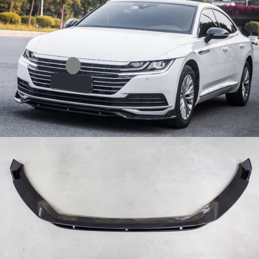 Spoiler Front bumper Lip Inferior Kit Body shop Splitter Tuning Guard For Volkswagen Arteon CC 2019 2020 2021 ABS Black Polish