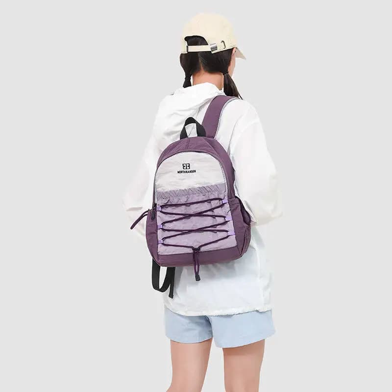 Nuovo Zaino Sfumato Impermeabile in Nylon con Dettagli a Coulisse, Tasche Multiple e Cinghie Traspiranti per Pendolarismo Quotidiano, Viaggi e Uso Casual