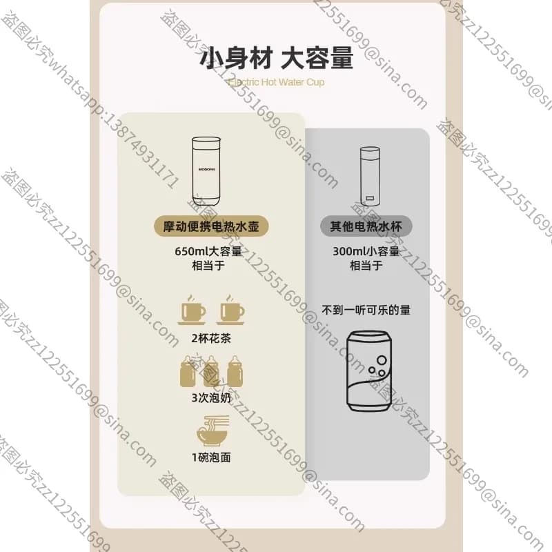 Suitable for water cup Portable kettle Small thermostatic jar Electric water cup Heating Thermos Cup travel kettle