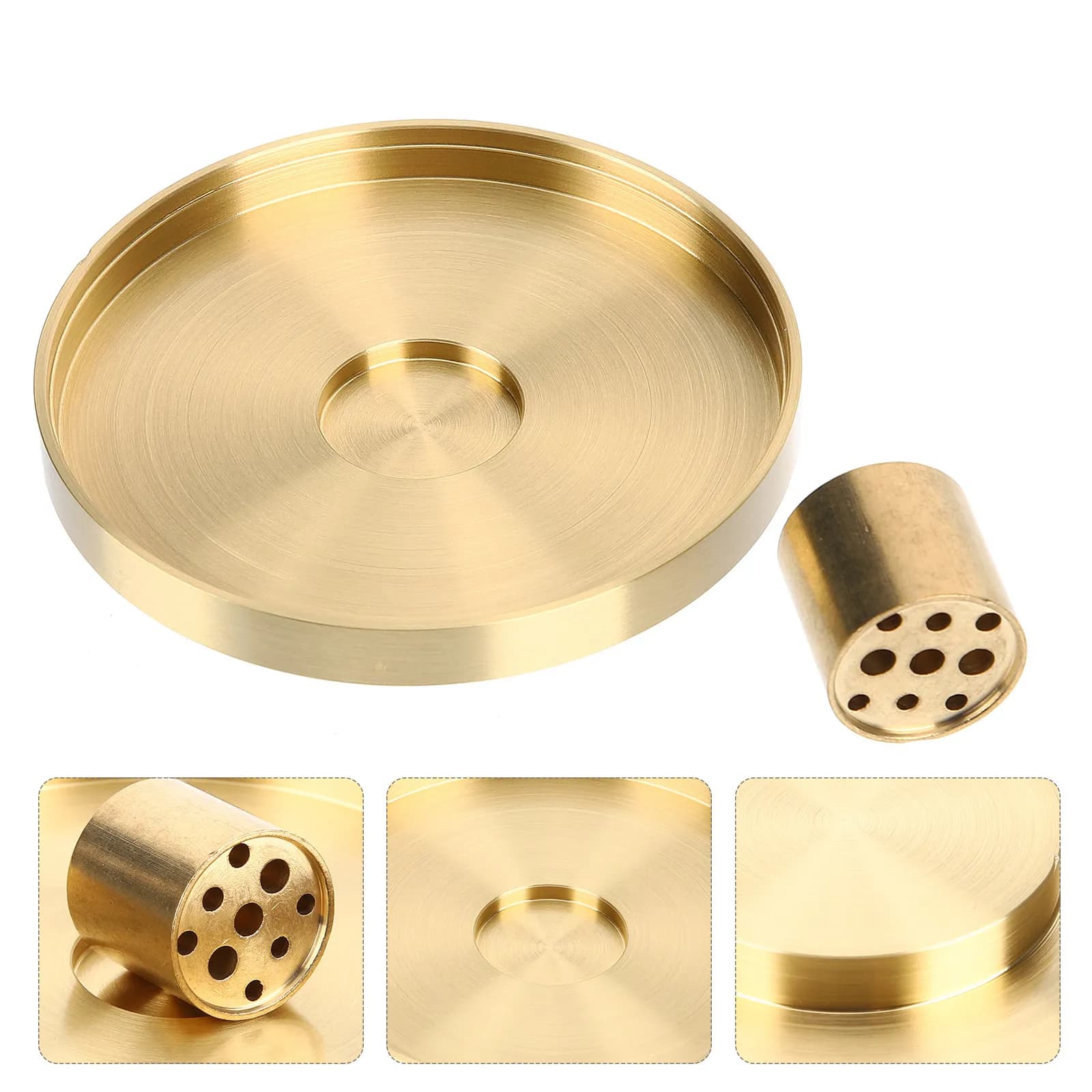 Portaincenso in Ottone Massiccio a 9 Fori con Raccoglitore di Ceneri, Portatile e Leggero per Meditazione, Yoga, Ufficio, Arredamento Casa