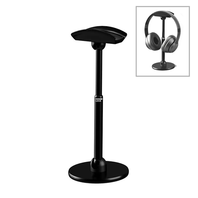Supporto per cuffie da tavolo regolabile Gancio per staffa per supporto per cuffie da scrivania pieghevole con base in metallo nero