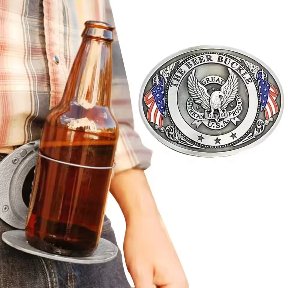 Beer Holder Belt Portable Metal Beer Head Belt Funny Bottle Buckle Mini Beer Belt Tray Buckle Cup Holder For Outdoor Camping BBQ