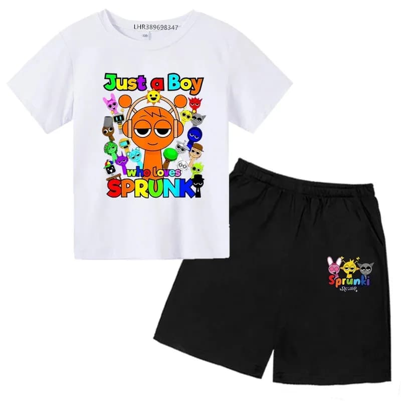 lHalloween Cosplayl Kids Tee Top Sprunki Gioco Incredibox Ragazzi Ragazze Vestiti Set T-shirt Pantaloncini 2 pezzi Tuta Outfit per il tempo libero Chi