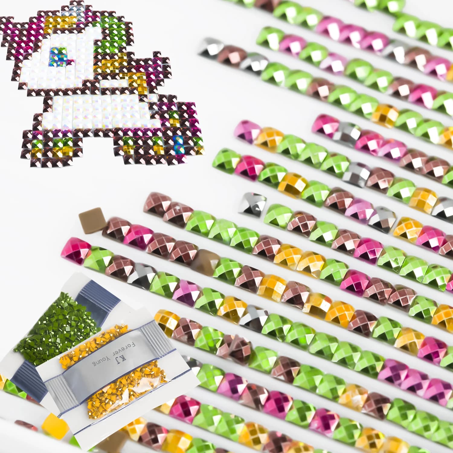 1000 pezzi di perline a mosaico scintillanti per accessori per pittura diamante 5D, punte per pittura diamante metallizzato quadrate 2,5 mm