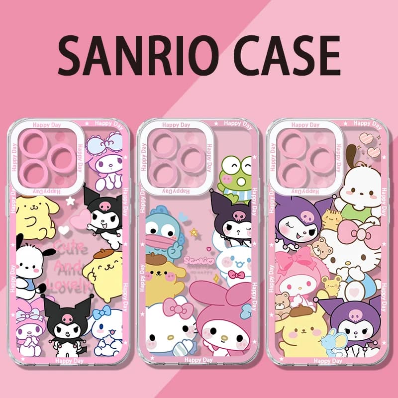 Custodia per telefono in silicone morbido antiurto con simpatici personaggi dei cartoni animati Sanrio per iPhone 17 Air 15 14 13 12 11 Pro Max 16 15 14 Plus