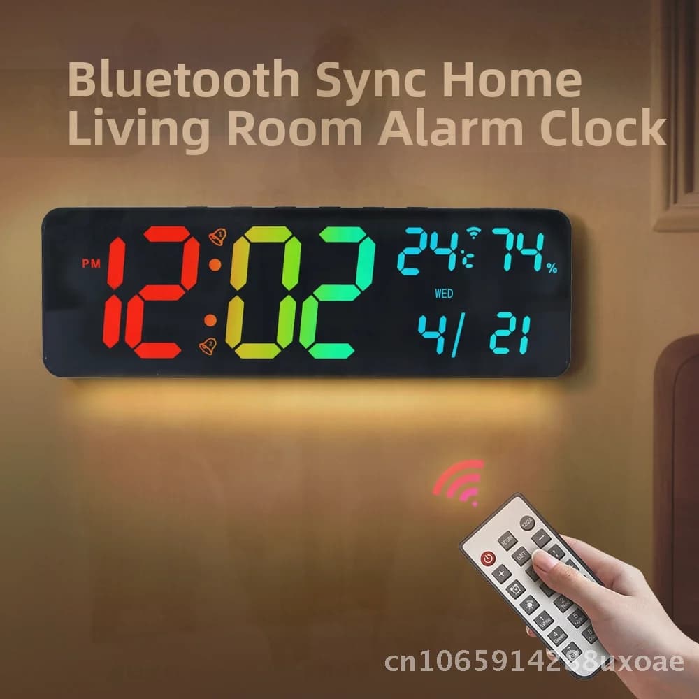 Watch from Estivo Digital Wall with Bluetooth, Sensor of Light, Alarm Clock with Snooze, Automatic Time Setting, LED Display and Thermometer