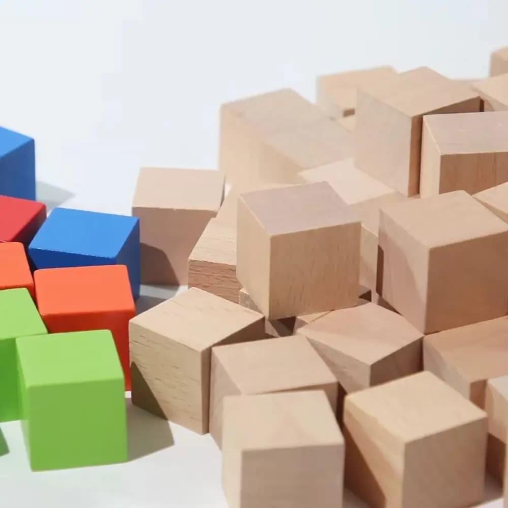 Perline di Legno, Blocchi di Costruzione in Legno, Cubi Educativi Colorati da 20mm 25mm 30mm per l'Apprendimento Precoce, Regalo per Bambini