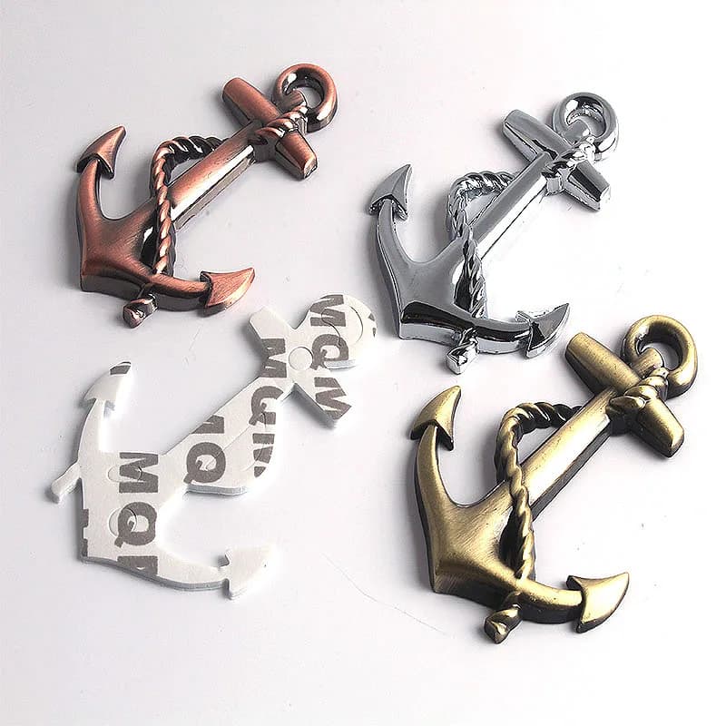 1PC Metal Personality Car Stickers Boat Anchor Hooks Navy Emblem Grill Cross Badge Pirate Ship Car Body Sticker Accessories