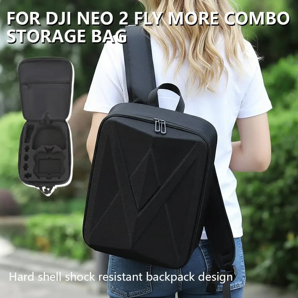Large Capacity Backpack For DJI Neo2 Motion-sensing Storage Bag Waterproof Storage Hard-shell Backpack Black Travel Drone B W3X6