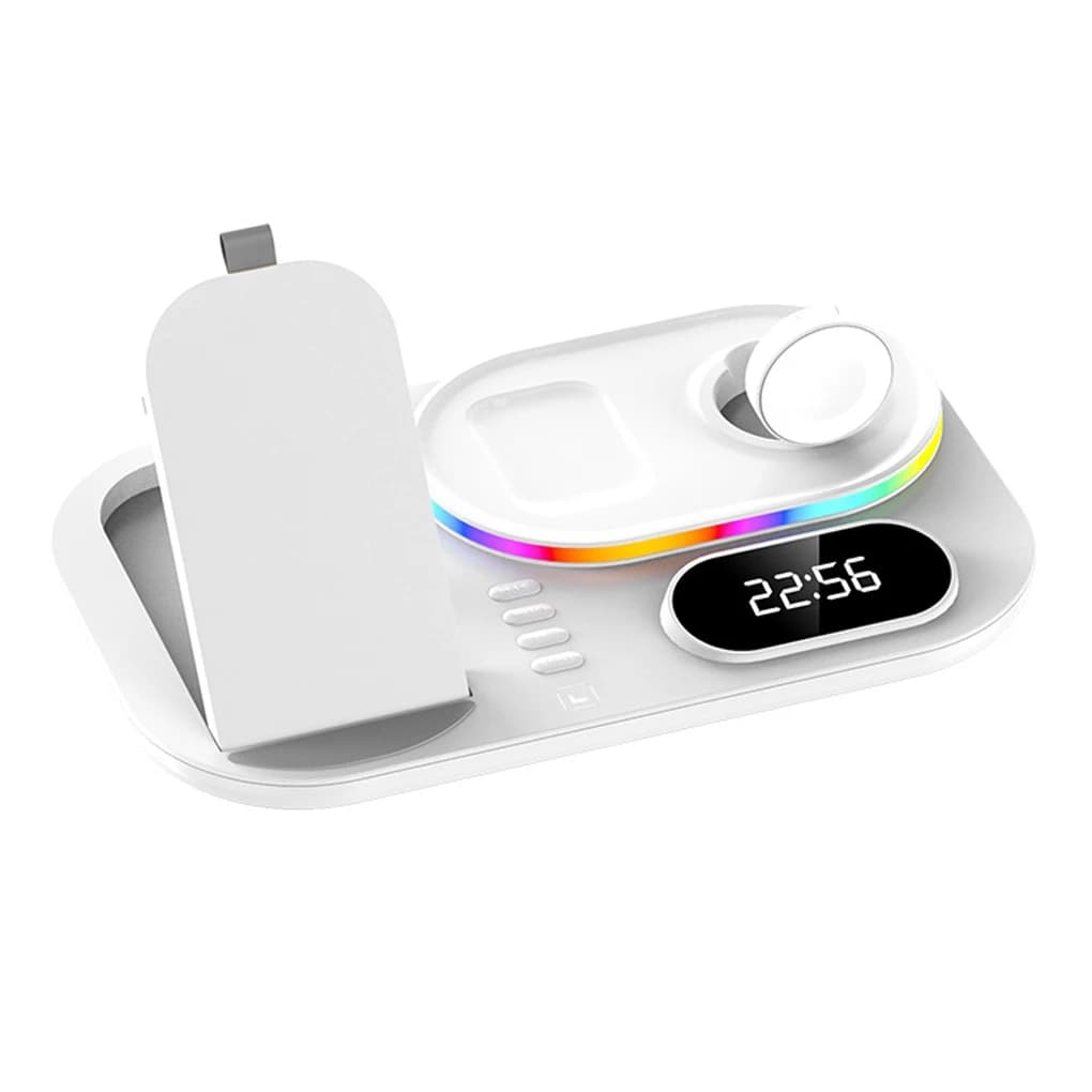 Caricatore Wireless per Telefono 15W Type-C con Ampio Schermo, Stazione di Ricarica Rapida Antiscivolo per Ufficio e Scrivania