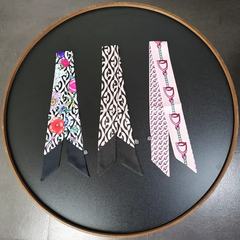 5*85 cm Nuova catena a ferro di cavallo Fiore Tessuto Borsa Maniglia Piccolo nastro Sciarpa in twill da donna Sciarpa di seta Regalo all'ingrosso