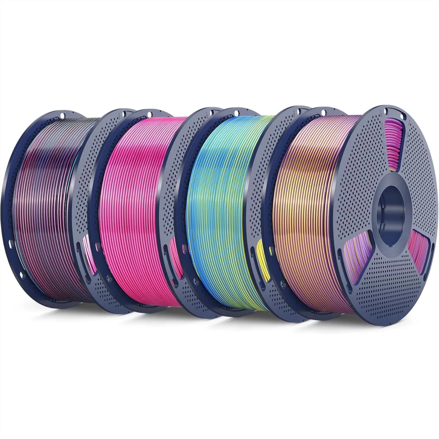 Filamento PLA Seta a Quattro Colori 1.75mm, Precisione Dimensionale +/- 0.02mm, 4 Bobine da 1KG Ciascuna per Stampa 3D