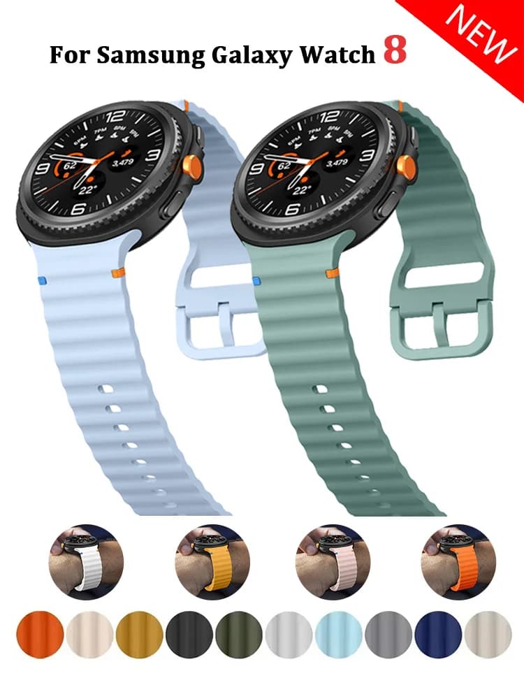 Ocean Silicone Sports Strap for Samsung Galaxy Watch8 40mm 44mm Smartwatch Rubber Strap for Galaxy Watch 8 classic strap