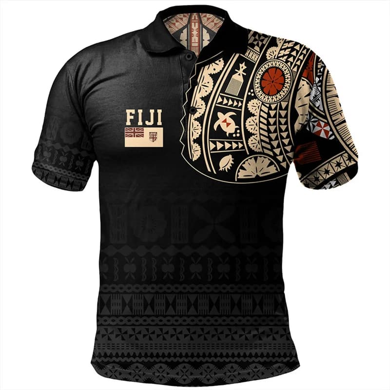 Estate Vintage 3D FijiRugby Fiji Pride Stampato Polo Happy Fiji Day Graphic Polo per uomo Kid Moda Palestra Polo Top