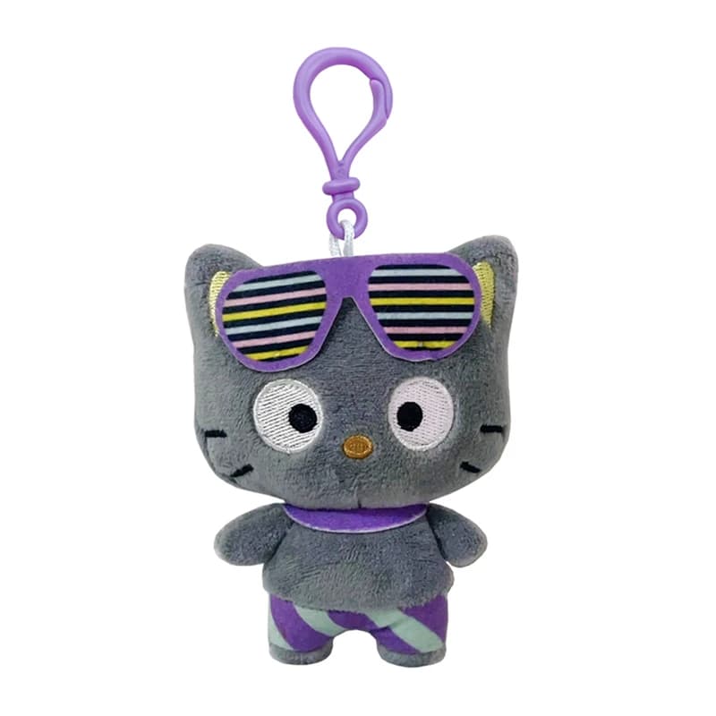 Costume da bagno Occhiali da sole Chococat Portachiavi in peluche Clip Mascotte Anime Gatto nero Simpatici portachiavi Kawaii Portachiavi Piccoli regali