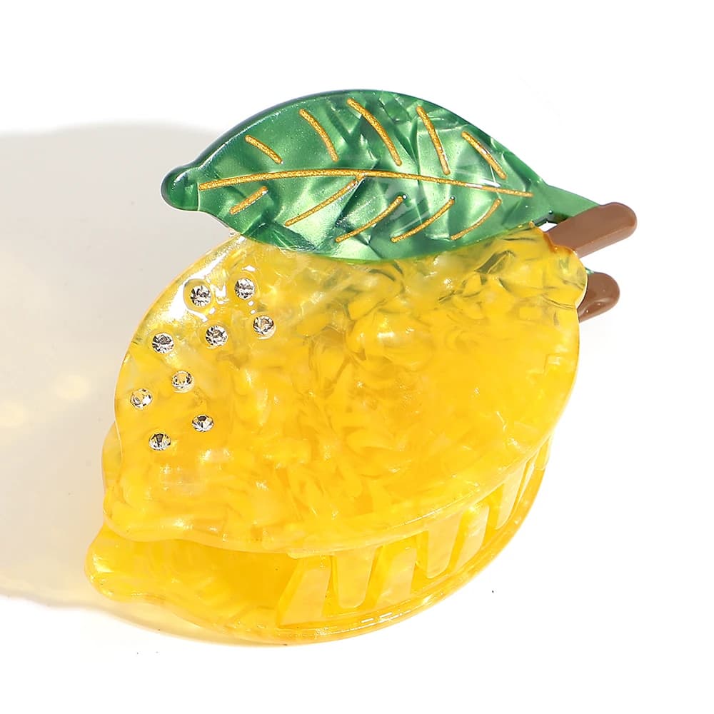 Artiglio per capelli di granchio di limone di frutta di strass di acetato di lusso Nuovo antiscivolo fisso coda di cavallo accessori per capelli di squalo strumento copricapo forcina