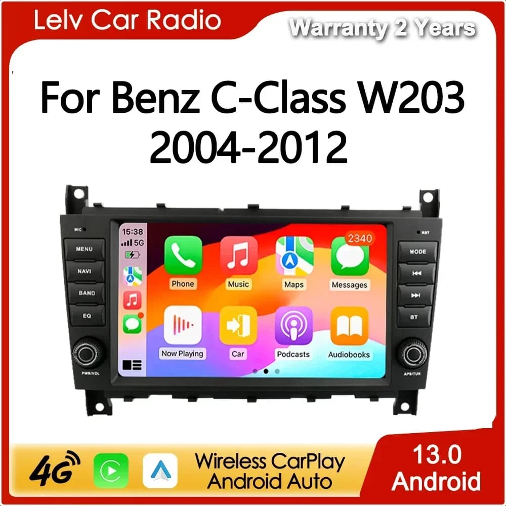 LELV 8" Android 13 Radio For Mercedes Benz C-Class W203 CLC Car Multimedia Player CarPlay AUTO Stereo 4G WiFi Navi GPS DSP BT EQ