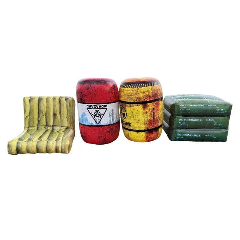Inflatable Oil Drum Shelter Outdoor Wall Sofa Seat Pad Realistic Field Adult Outdoor Inflatable Toy for Camping Picnics