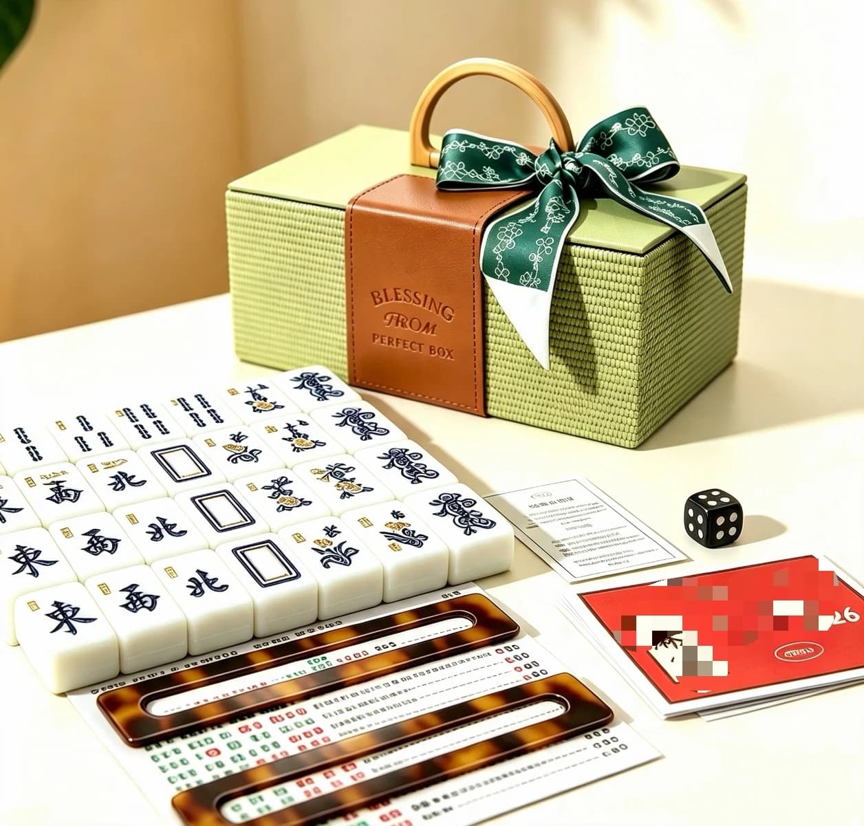 Original Luxury White Acrylic American Mahjong Set with Gift Box, 160 Mahjong Tiles, Rule Cards, Mahjong Line Finder& Dice
