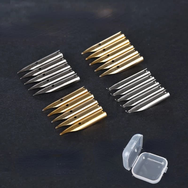 Pennini per penna stilografica generale internazionale punta per penna extra fine punta scura punta per borsa arte calligrafia studenti 0,38-0,5 mm argento dorato