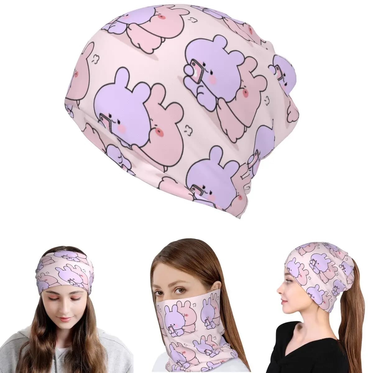 Asamimichaan Cute Asamimi Bandana Neck Gaiter Mask Scarf Multifunction Balaclava Beanies Hat for Men Women Adult Winter