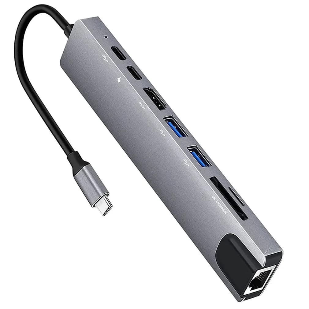 Hub USB 3.0 8-in-1 con Porte HDMI, Ethernet RJ45, Lettore di Schede SD/TF e Ricarica PD - Docking Station Type-C - Hot Sale Dropshipping