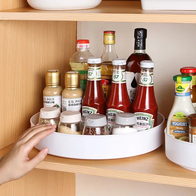 1pc girevole a 360 gradi armadio organizzatore cucina bagno cosmetico giradischi vassoio portaoggetti antiscivolo spezie piastra rotonda rack
