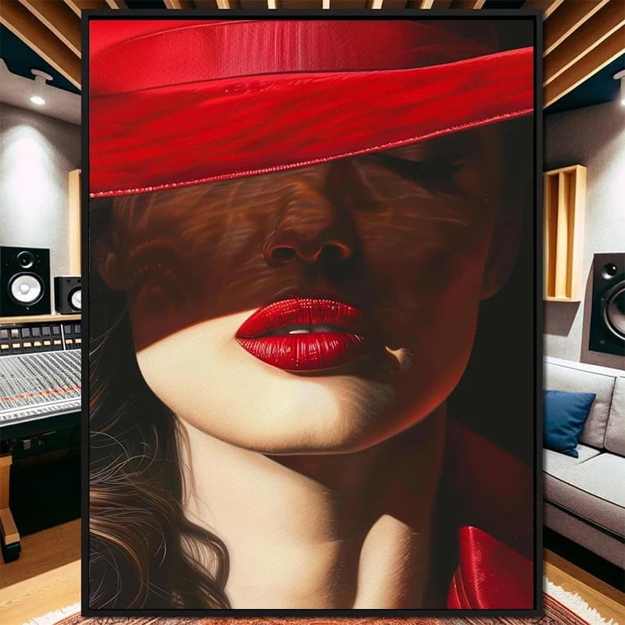5D DIY Diamond Embroidery Full Kits Modern Art Beautiful Red Lips Hat Woman Diamond Painting Cross Stitch Decor Home