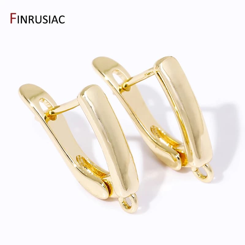 14K Gold Plated Brass Earwire Fixture Basic Fastener, Earring Hook Clasps For DIY Handmade Earrings Making Findings