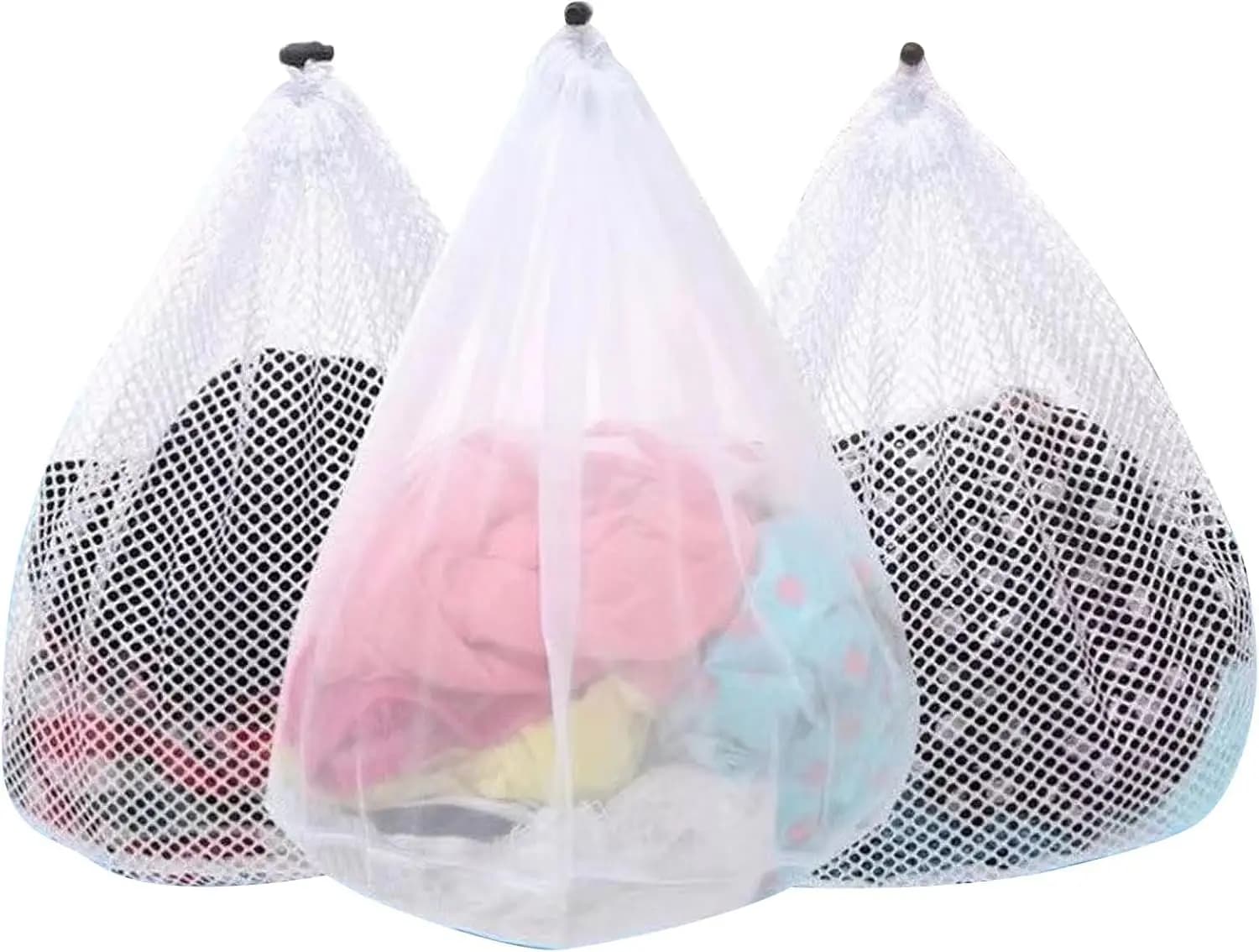 Set of 3 Bags for Bucato in Rete Jumbo for Delicate Heads, Bed Linen and Toys with Cordoncino closure (28x26 Inches)