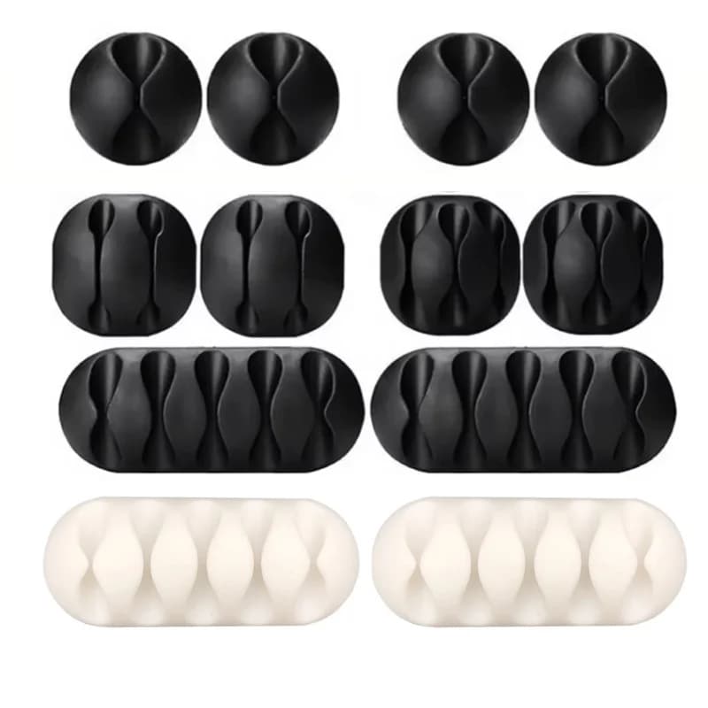 Organizzatore in silicone per cavi USB, avvolgicavo, supporto per auricolari, fermacavo, fermacavi per telefono, gestione cavi per ufficio e casa, 3 pezzi