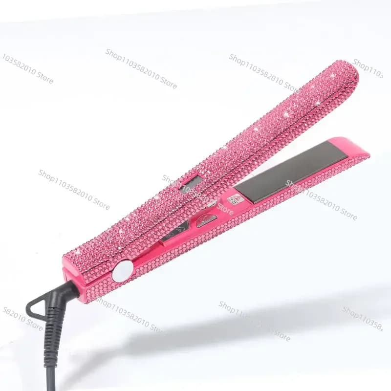 Titanium Hair & Hair Sprinkler Plate with Strass, Straight Plate and Hairpins, Double Voltage