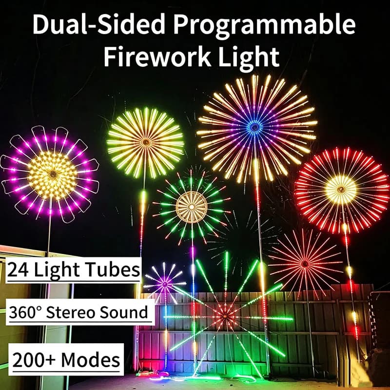 Courtyard BBQ Party Double‑Sided Firework Light, Programmable Light Modes, Outdoor Weather‑Resistant Rainproof Atmosphere Decora