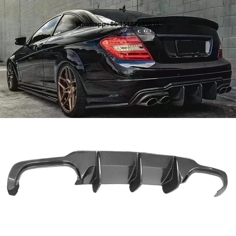 For -W204 C180 C260 C63 2007-2014 Blade Edge Style Carbon Fiber Rear Lip Rear Diffuser Bumper Lip