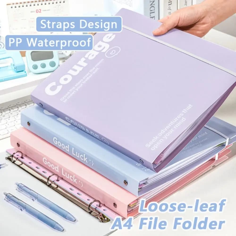 Simple Loose Leaf A4 File Folder Detachable Students Stationery Data Book Transparent Exam Paper Storage Bag School Office
