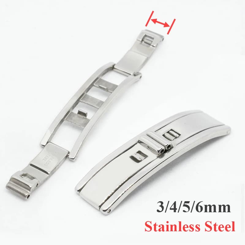 Butterfly Watch Buckle 3mm 4mm 5mm 6mm Stainless Steel Double Pull Folding Clasp Watch Strap Buttons Watchband Buckles