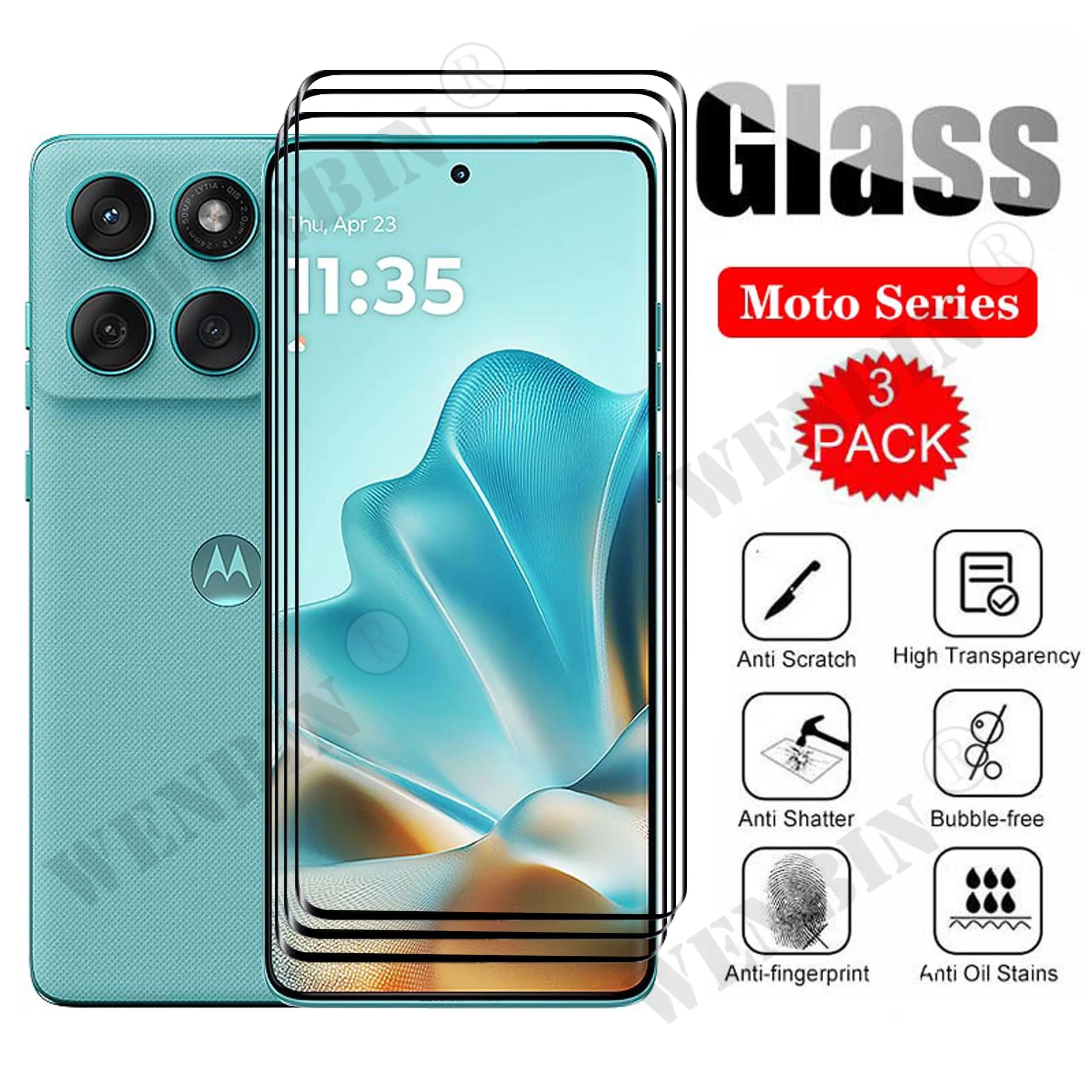 3 pezzi in vetro temperato per Motorola Moto Edge 60 50 Fusion Stylus Neo Pro protezione schermo curvo a copertura totale