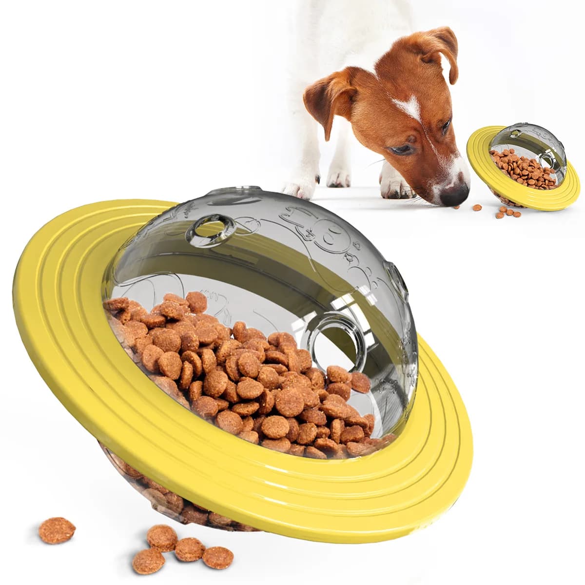 Giocattoli per cani masticabili e resistenti all'usura, forniture educative per cani, disco volante Frisbee e distributore di cibo