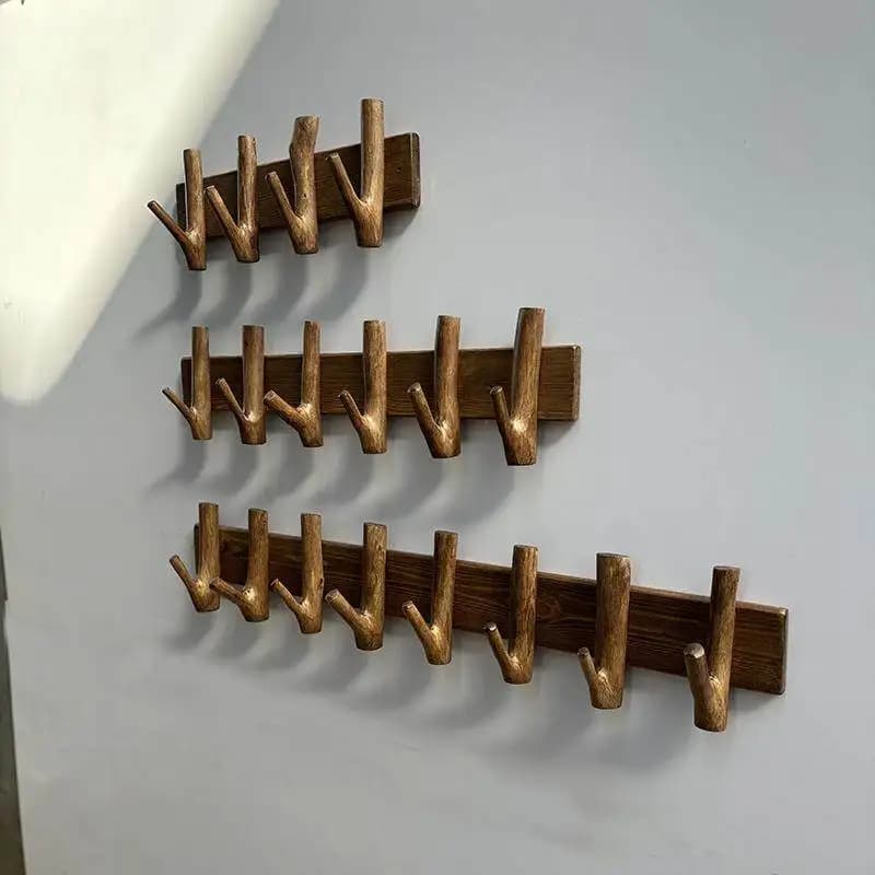 Wall hanger with Creative Copper Design, Natural Wood Decoration for Entrance, Keychain Made of Hand, Rustic Style Farmhouse