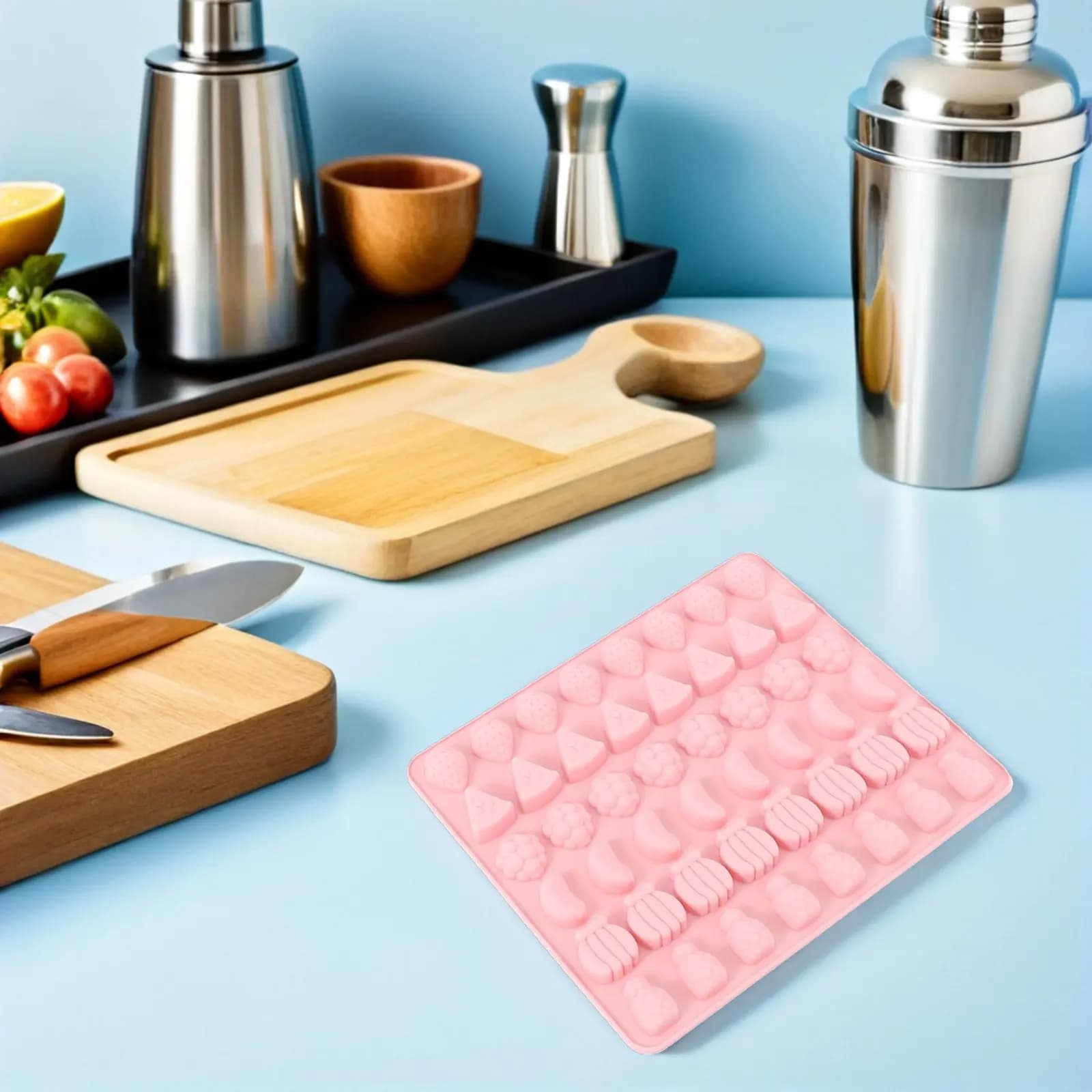 2 Stampi in Silicone per Cioccolato a Forma di Frutta, Ananas, Fragola, Anguria, per Dolci, Fondente, Gelatina, Torte, Cubetti di Ghiaccio, Snack