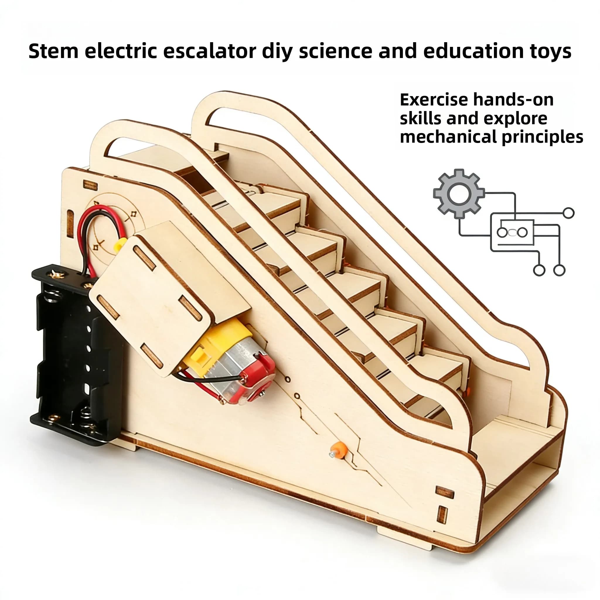 Science Experiment Model, DIY Wooden Escalator Assembly Mechanical Kit, Handcrafted Physics STEM Educational Teaching Gift