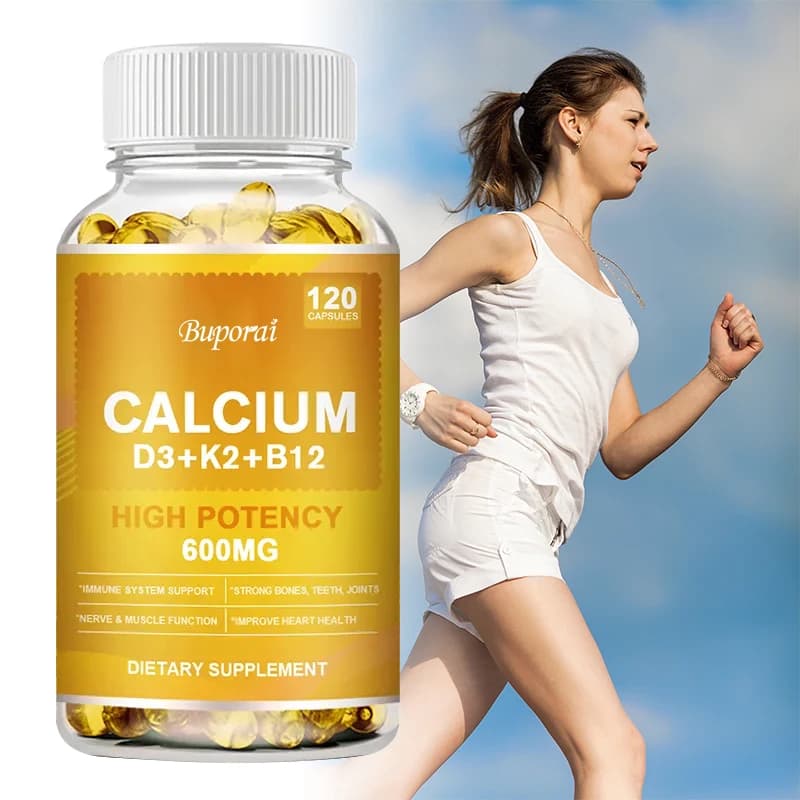 Supplement of vitamin K2 and D3 + B12 +Calcium to strengthen the heart, joints and non-GMO bones