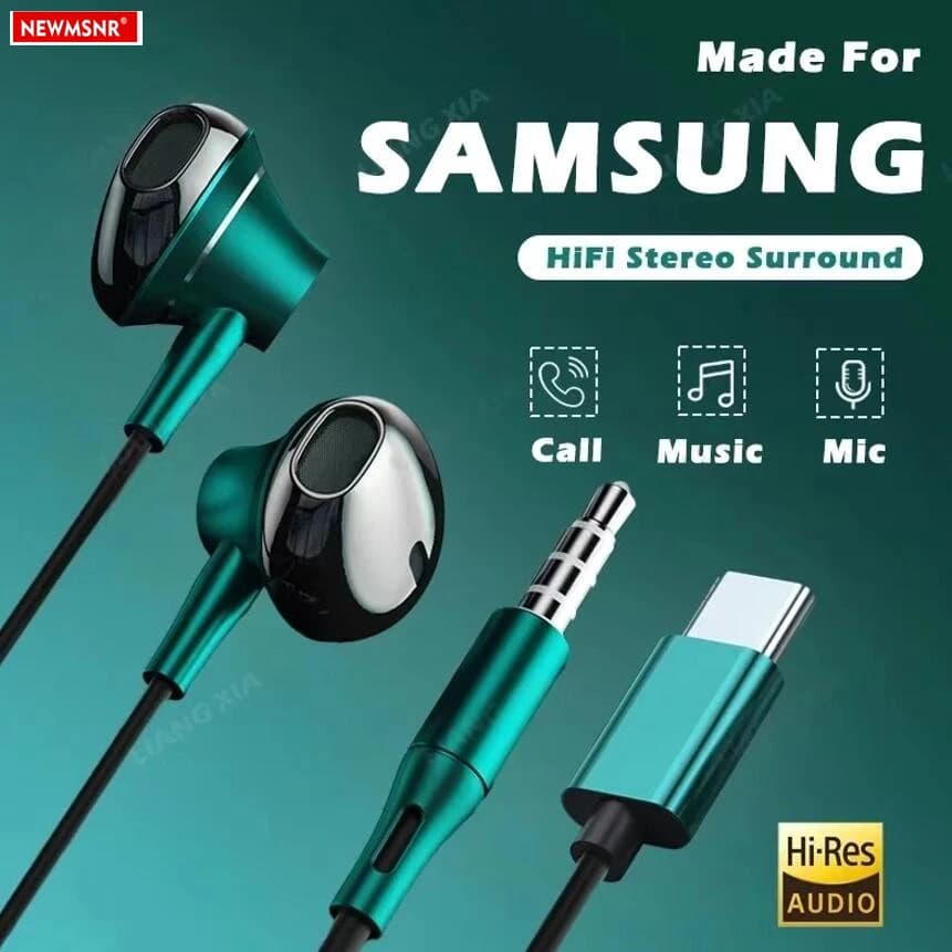 Cuffie con Cavo Type-C e Jack da 3,5mm, Audio Surround 9D, Bassi Potenti, Controllo Cablato, Microfono HD, Auricolari per iPhone 15-17/Serie Samsung